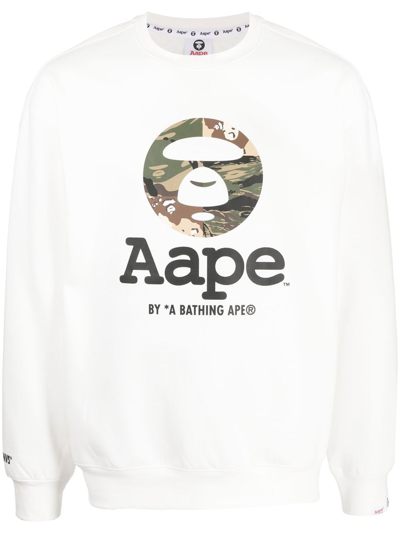 Aape By A Bathing Ape Logo-print Cotton Sweatshirt In Weiss