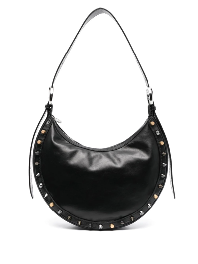Marine Serre Crescent Moon Studded Shoulder Bag In Black