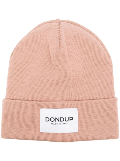 Dondup Logo Patch Beanie In Rosa