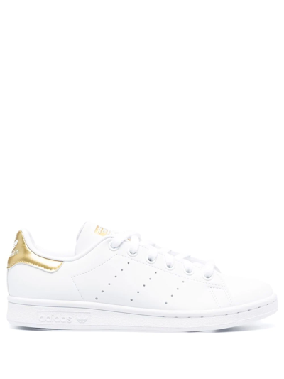 Adidas Originals Stan Smith Metallic-trimmed Leather Sneakers In White