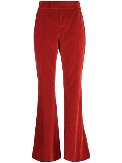 Tom Ford Mid-rise Flare-leg Velvet Pants In Red