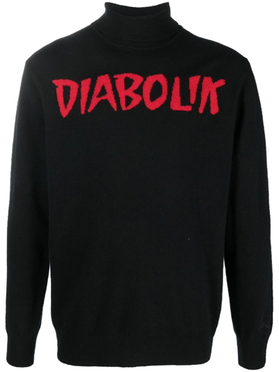 Mc2 Saint Barth Diabolik Turtleneck Sweater In Cashmere Blend In Black
