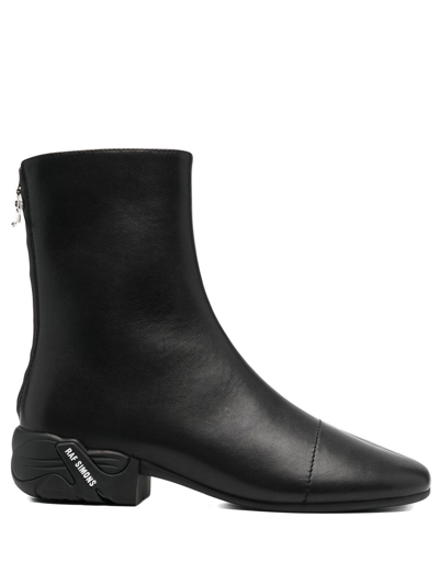 Raf Simons Solaris High Leather Ankle Boots In Black