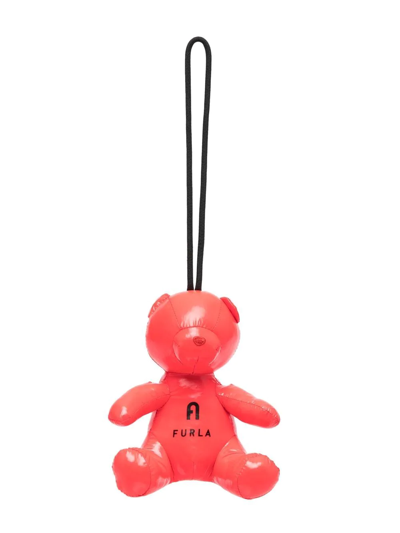 Furla Logo-print Teddy-bear Key Ring In Red