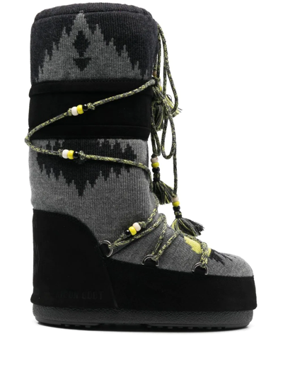 Alanui 10mm Icon Knit Snow Boots In Grey