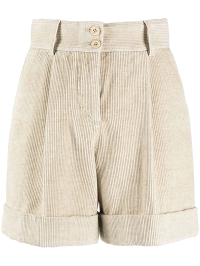 See By Chloé High-waisted Corduroy Shorts In Beige
