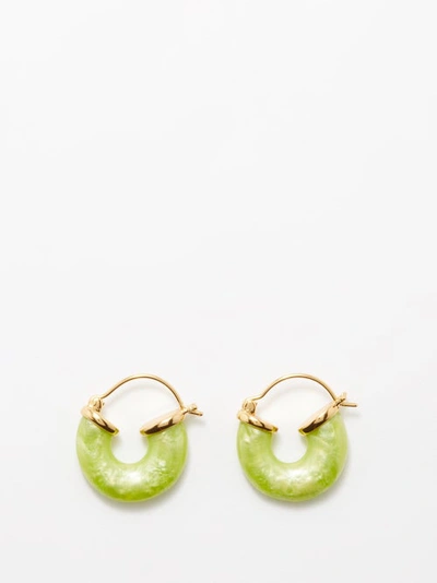 Anni Lu Petit Swell Resin & 18kt Gold-plated Hoop Earrings In Green