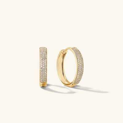 Mejuri Pave Diamond Bold Medium Hoops In Yellow