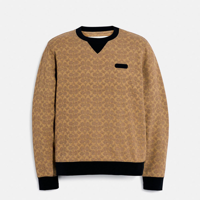 Coach Essential Crewneck In Signature In Tan Signature