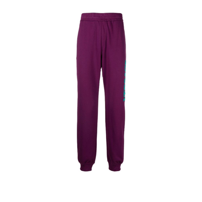 Versace Logo Embroidered Rib Track Pants In Purple