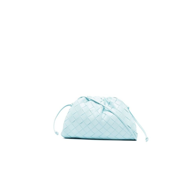 Bottega Veneta Cloud Intrecciato-weave Mini Leather Clutch Bag In Blue