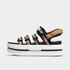 Nike Icon Classic Platform Sandals In Black/gold In Black/metallic Gold/white/white