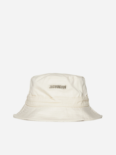 Jacquemus Le Bob Gadjo Cotton Canvas Bucket Hat In Off White