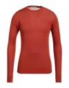 Alpha Studio Man Sweater Rust Size 46 Modal, Cashmere In Red