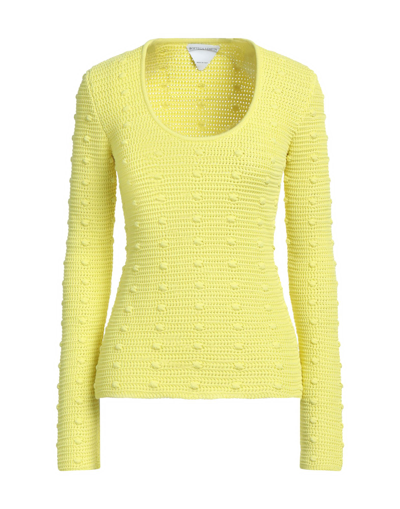 Bottega Veneta Crochet-knit Sweater In Cotton In Yellow
