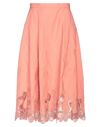 ELISABETTA FRANCHI ELISABETTA FRANCHI WOMAN MIDI SKIRT SALMON PINK SIZE 4 COTTON