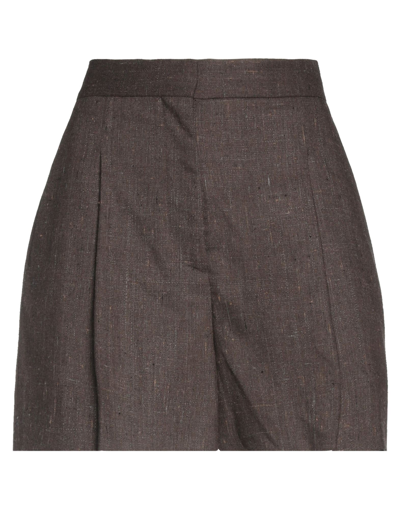 Sandro Woman Shorts & Bermuda Shorts Cocoa Size 10 Viscose, Polyester, Virgin Wool, Wool, Elastane In Brown