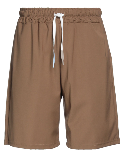 Takeshy Kurosawa Man Shorts & Bermuda Shorts Camel Size L Polyester, Viscose, Elastane In Beige