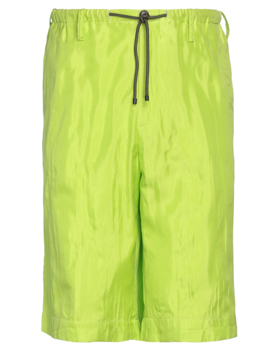 Dries Van Noten Man Shorts & Bermuda Shorts Acid Green Size 34 Silk, Cotton