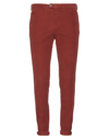 B Settecento Man Pants Brick Red Size 30 Cotton, Elastane