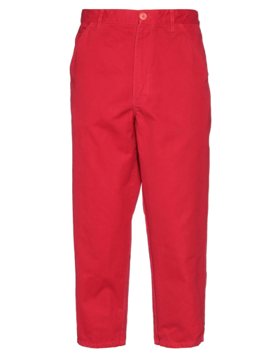 Comme Des Garçons Shirt Wide Cotton Pants In Red