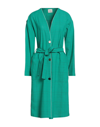 ALYSI ALYSI WOMAN OVERCOAT & TRENCH COAT EMERALD GREEN SIZE 8 VISCOSE, COTTON, POLYESTER