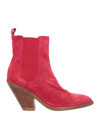 BUTTERO BUTTERO WOMAN ANKLE BOOTS RED SIZE 7 LEATHER