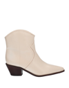 AREZZO AREZZO WOMAN ANKLE BOOTS IVORY SIZE 7 LEATHER