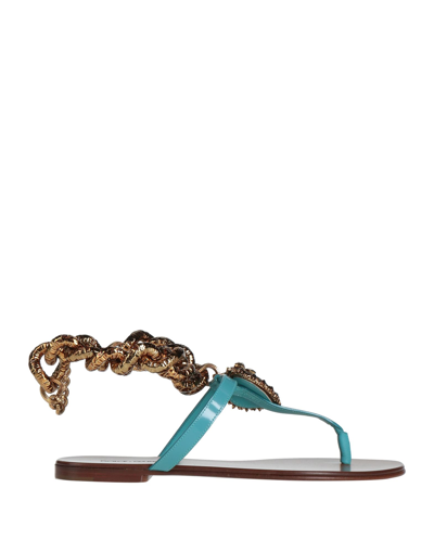 Dolce & Gabbana Toe Strap Sandals In Blue