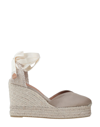 Shop Castaã±er Castañer Woman Espadrilles Khaki Size 7.5 Textile Fibers