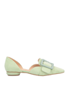 FORMENTINI FORMENTINI WOMAN BALLET FLATS LIGHT GREEN SIZE 10 SOFT LEATHER