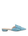Formentini Woman Mules & Clogs Sky Blue Size 7 Soft Leather In Blue