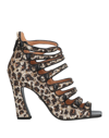 Dsquared2 Glitter-embellished Leopard-print Sandals In Beige