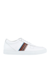 Paul Smith Multicolored Stripe Detail Smooth Leather Sneakers In White