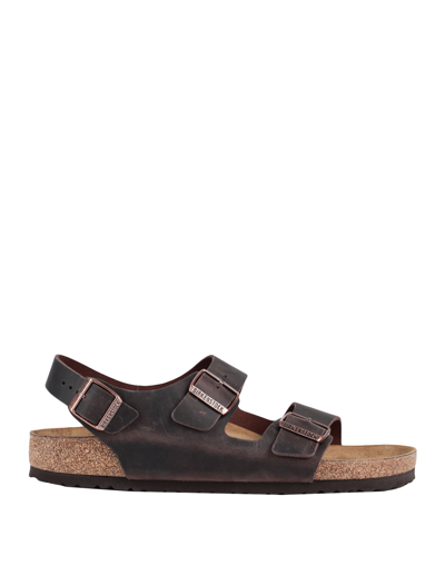Birkenstock Man Sandals Dark Brown Size 9 Soft Leather In Multi