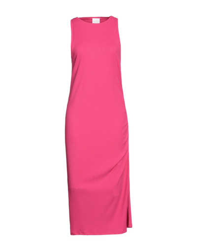 Merci .., Woman Midi Dress Fuchsia Size S Polyester, Viscose, Elastane In Pink