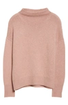 Vince Marled Funnel Neck Wool Blend Sweater In Dark Blush/ Pink Shell