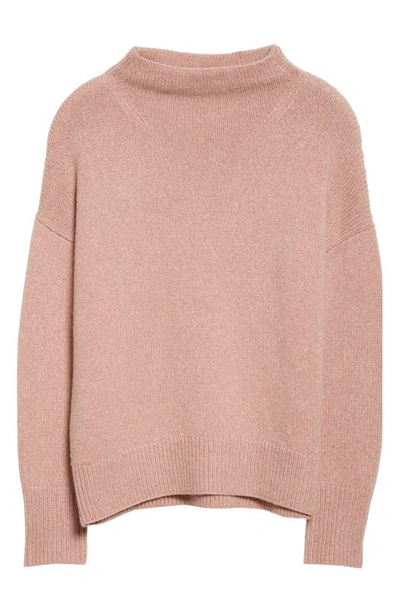 Vince Marled Funnel Neck Wool Blend Sweater In Dark Blush/ Pink Shell