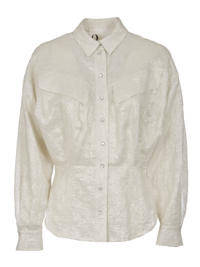 8pm Glitter Embellished Shirt In Off White