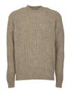 Represent Crewneck Woven Ribbed Sweater In Beige