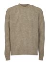 Represent Crewneck Woven Ribbed Sweater In Wheat