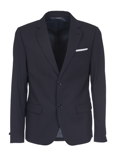 Daniele Alessandrini Classic Buttoned Plain Blazer In Blue