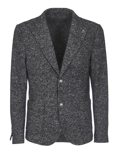 Daniele Alessandrini Patched Pocket Tweed Blazer In Grey