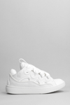 Lanvin Curb Sneakers In White Suede And Leather In White