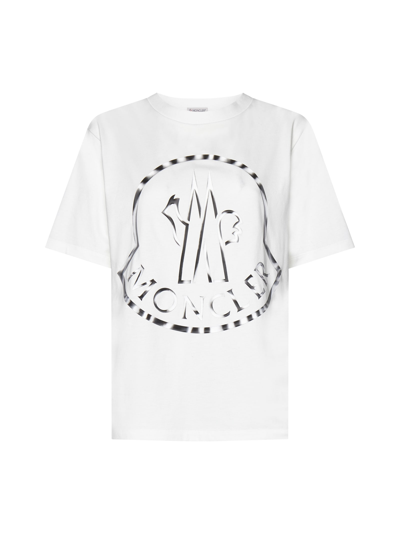 Moncler Bi-colour Logo-print T-shirt In White