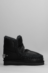 Mou Eskimo Sneaker Low Heels Ankle Boots In Black Leather In Black