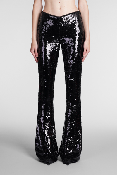 Blumarine Sequined Flared Trousers In 黑色