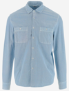 Aspesi Slim-fit Light Blue Chambray Shirt With Classic Collar In Cielo