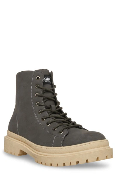 Madden Faux Leather Combat Boot In Grey