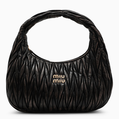 Miu Miu Miu Wander Coffee-coloured Matelassé Leather Bag In Beige